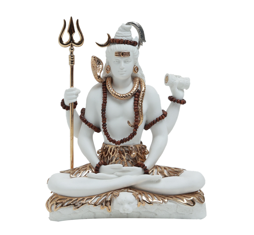 Shiva Idol - White in Resin and Gold Plated
