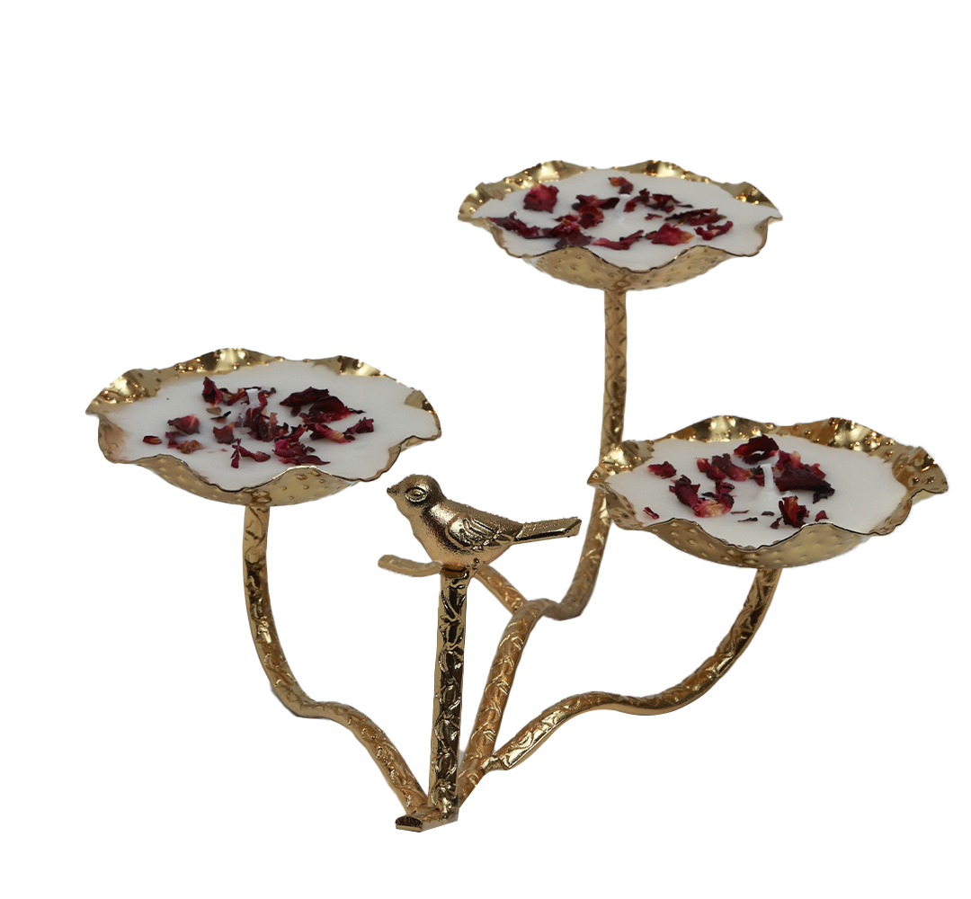 Trio Humming Bird Candle - Gold in Metal