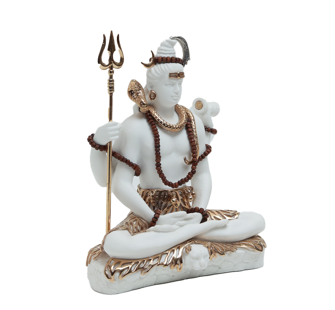 Shiva Idol - White in Resin and Gold Plated