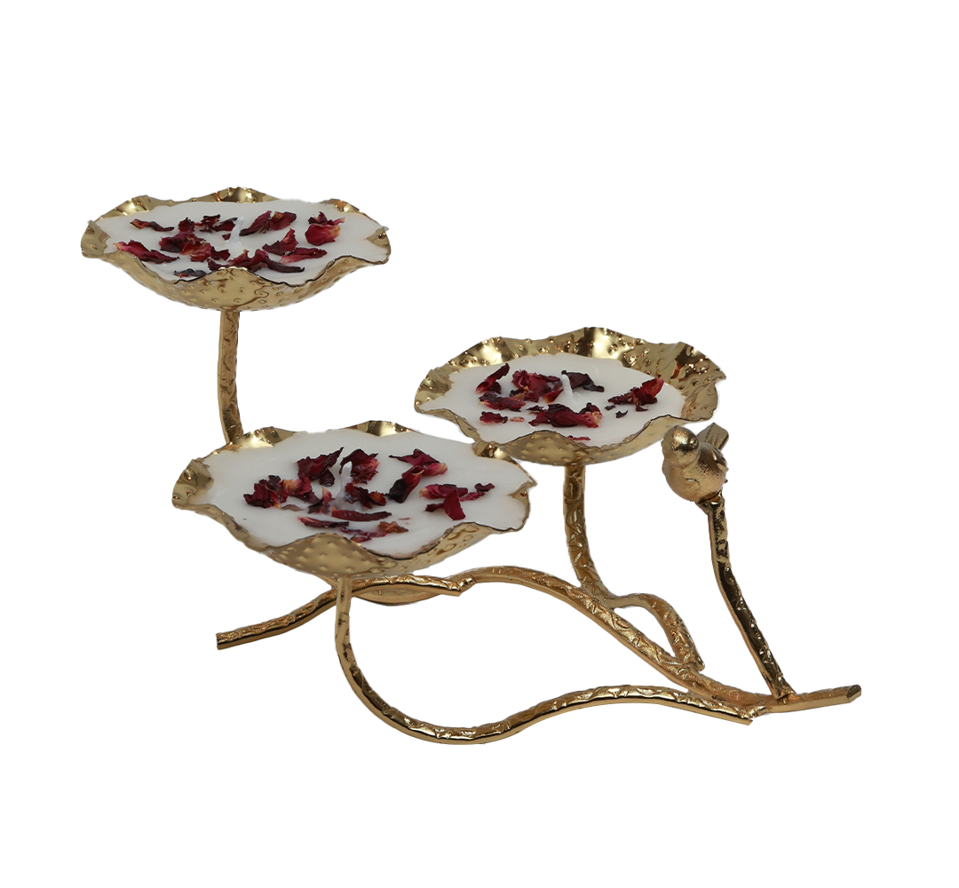 Trio Humming Bird Candle - Gold in Metal