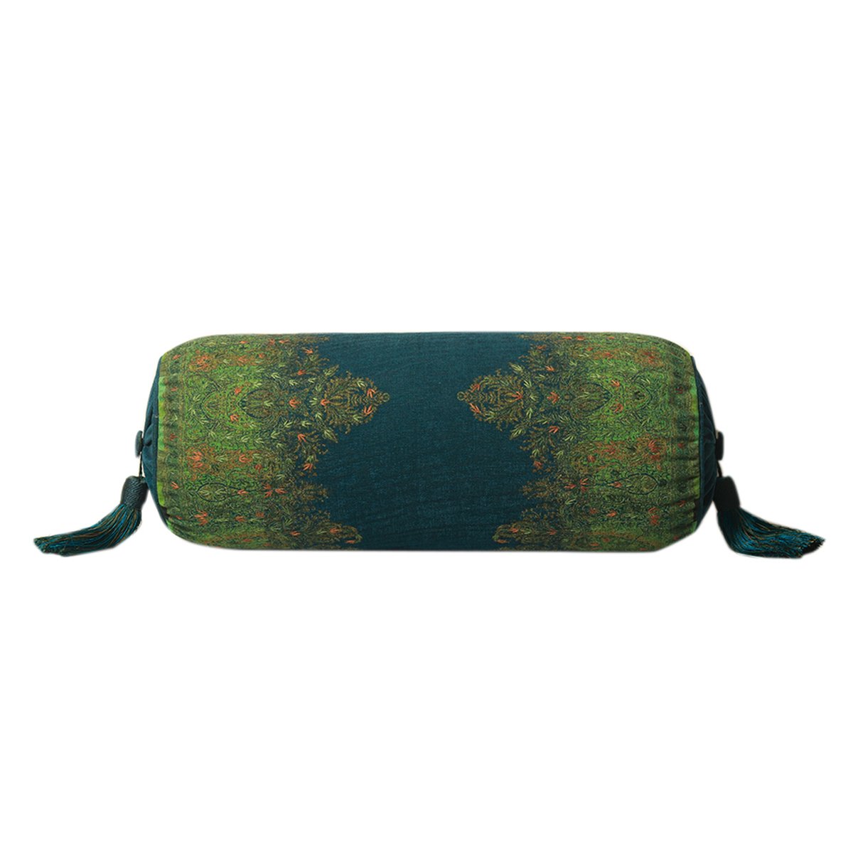 Jamawar Bolster Cushion - Blue in Shanil 28" X 10"