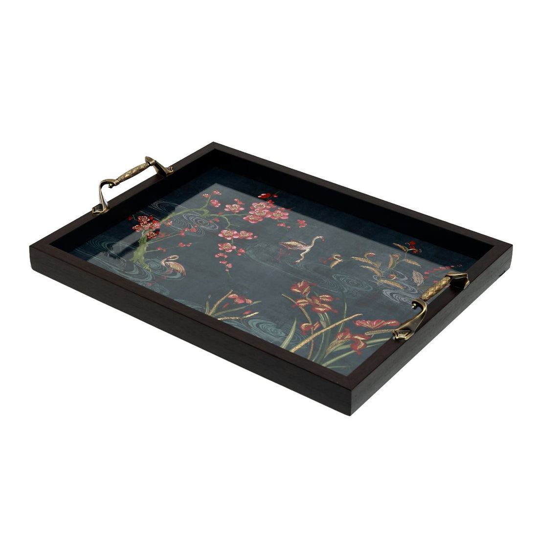 Odyssey Vanya Tray - Blue Medium in Wood and Glass