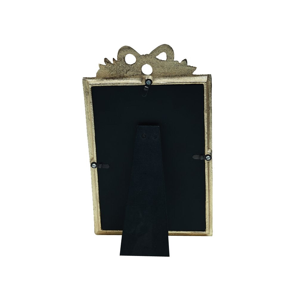 Bow Embellished Frame - Gold in Metal 6" X 9"