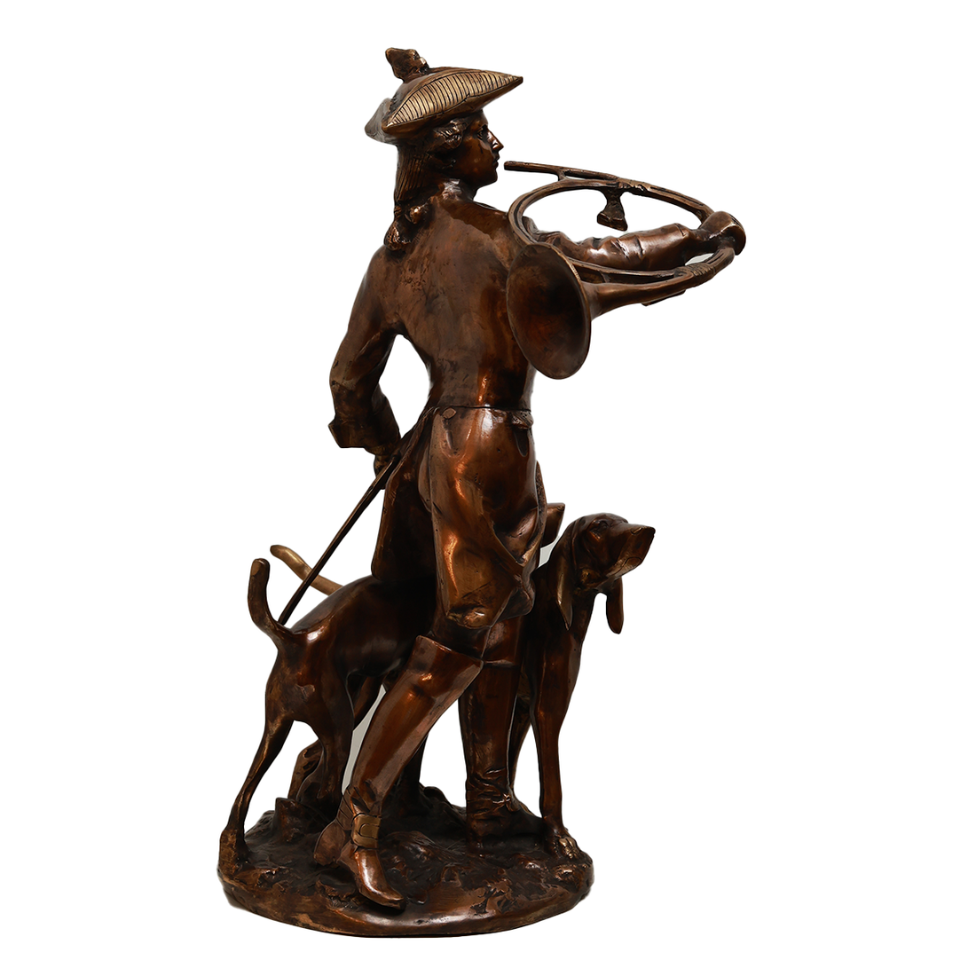 Vintage Hunter with Hounds Sculpture - Brass