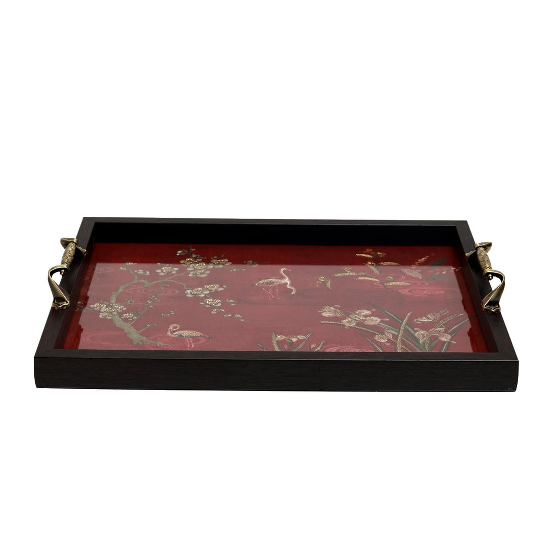 Odyssey Vanya Tray - Red Medium in Wood and Glass