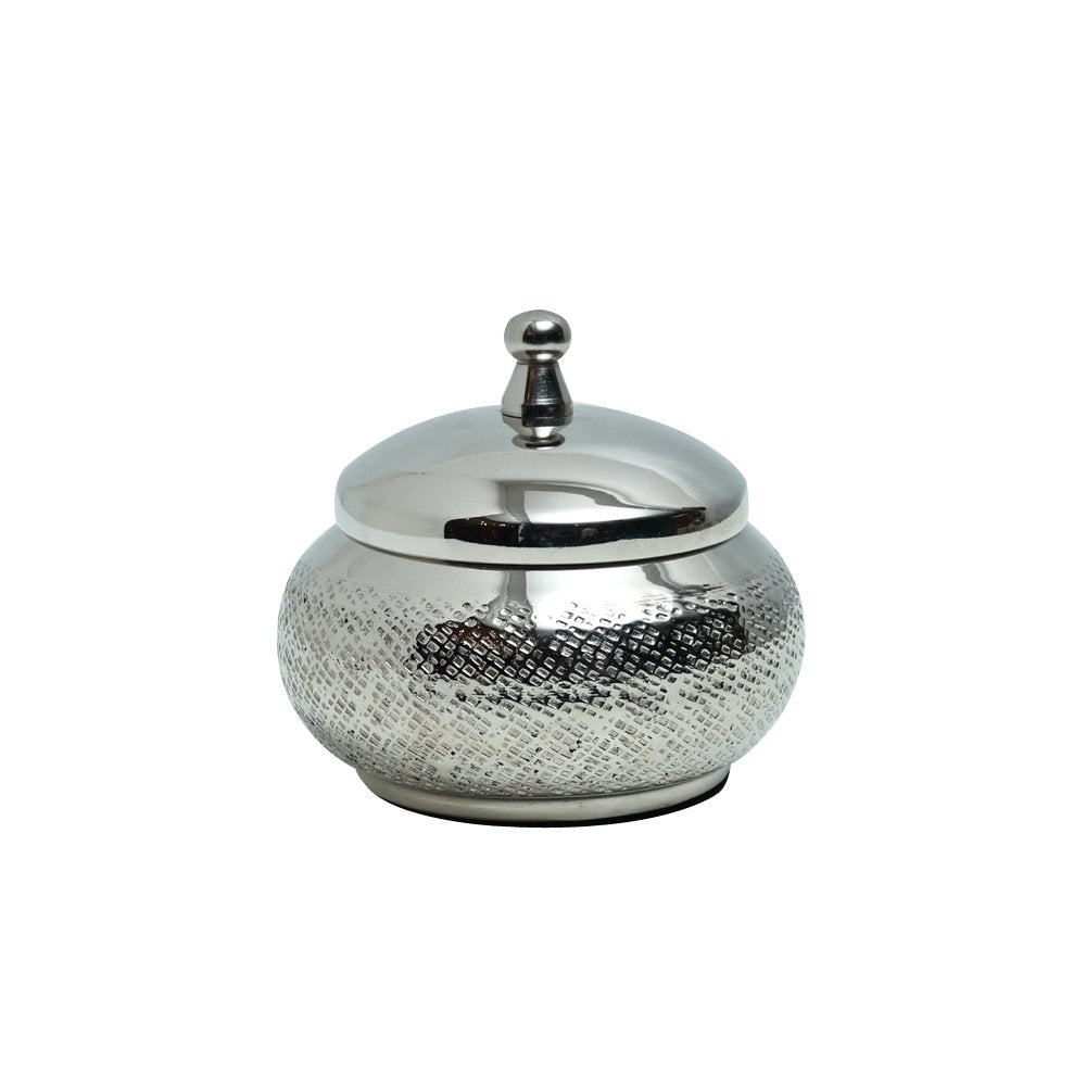 Embossed Candle Jar - Silver in Metal