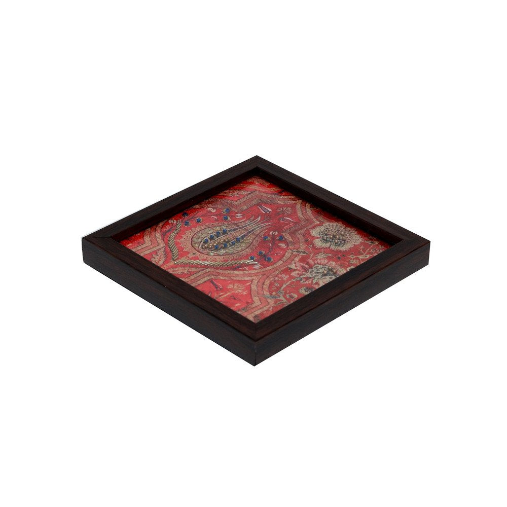 Gulposh Coasters - Red in Wood and Glass