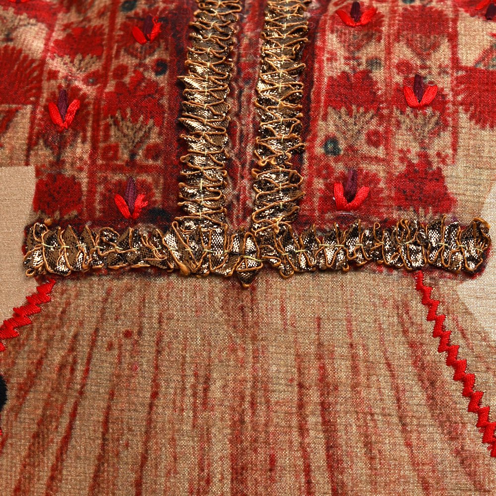 Poshak Cushion Cover - Beige in Silk Blend 16" X 16"