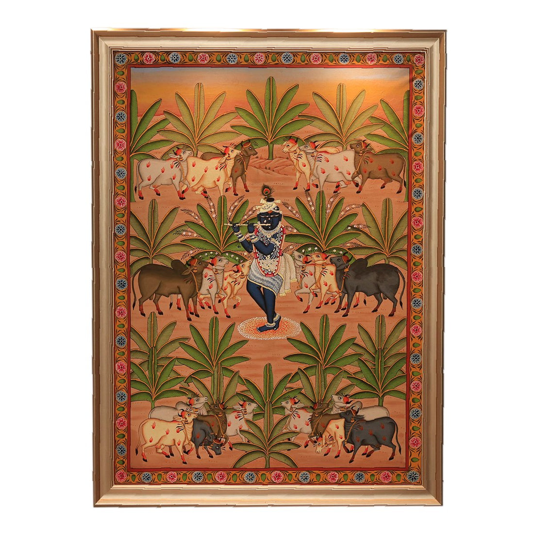Srinath ji Pichwai Painting - Oil Color and Silk Fabric