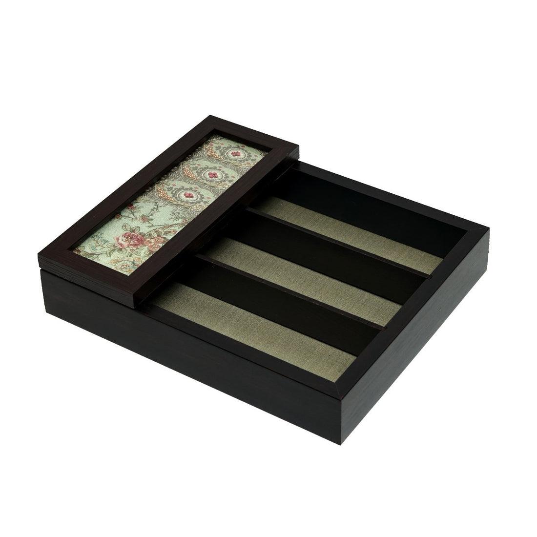 Gul S Cutlery Box - Green in Wood and Glass