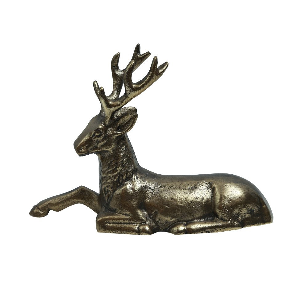 Resting Stag in Antique - Gold in Metal
