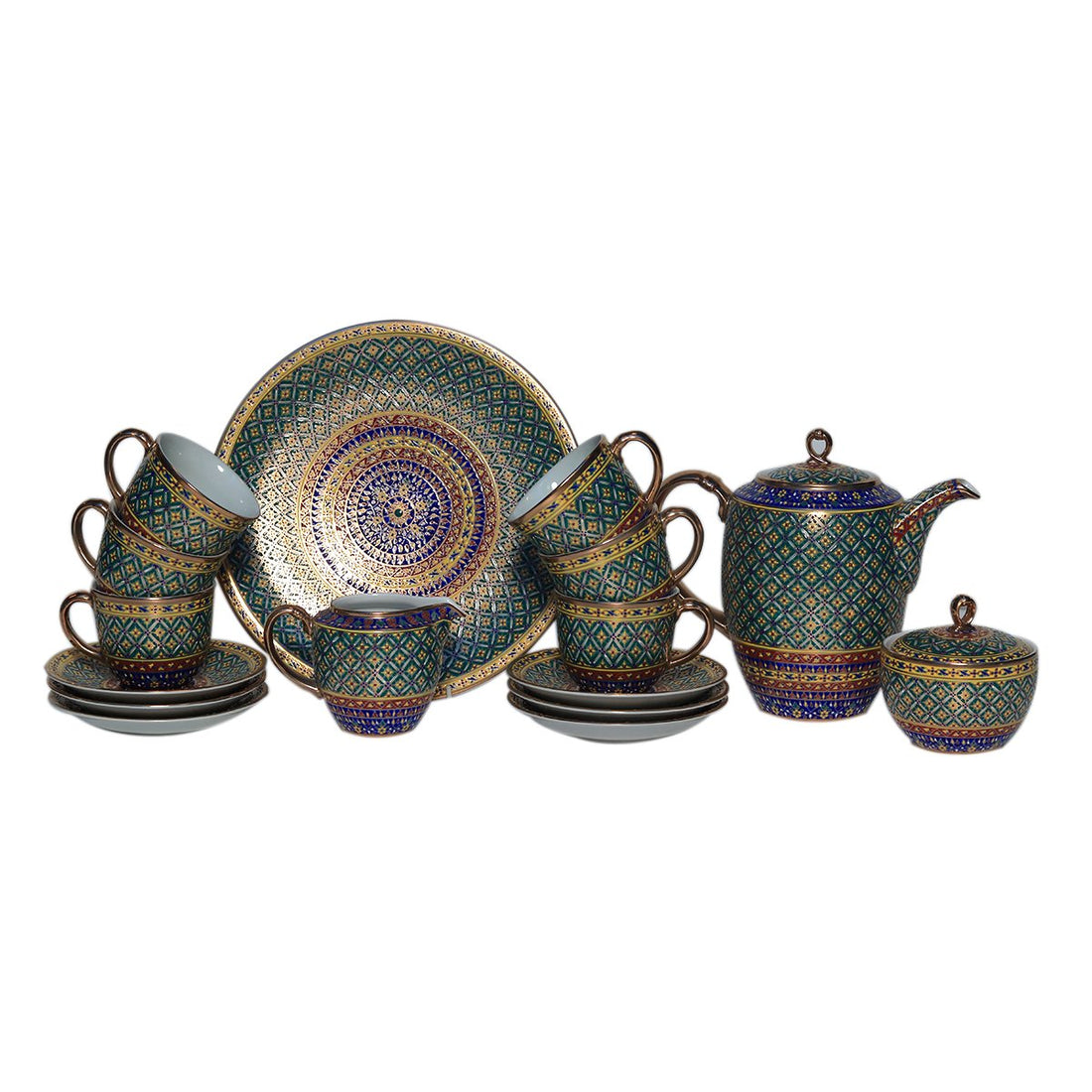 Intricate Tea Set - Blue in Porcelain