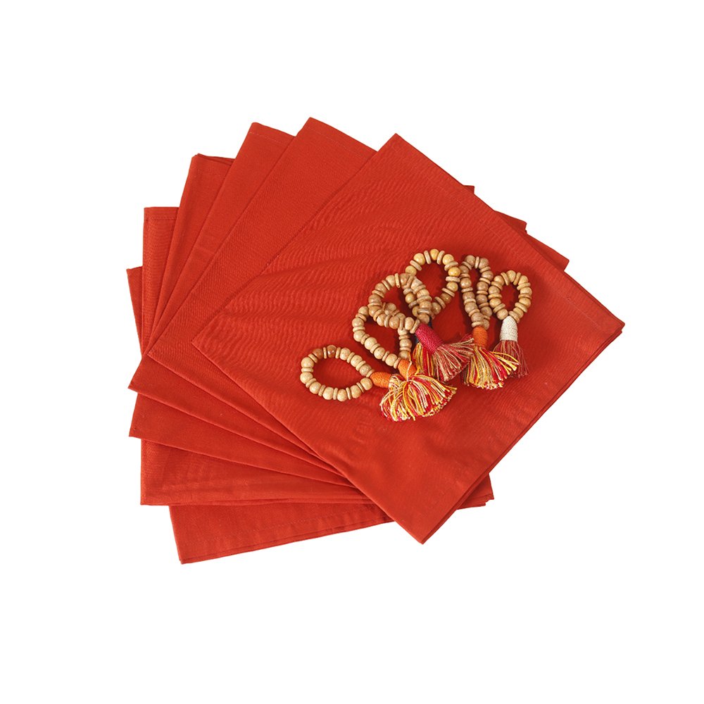Jamawar Paisley Table Mats- Red in Shanil Set Of 6