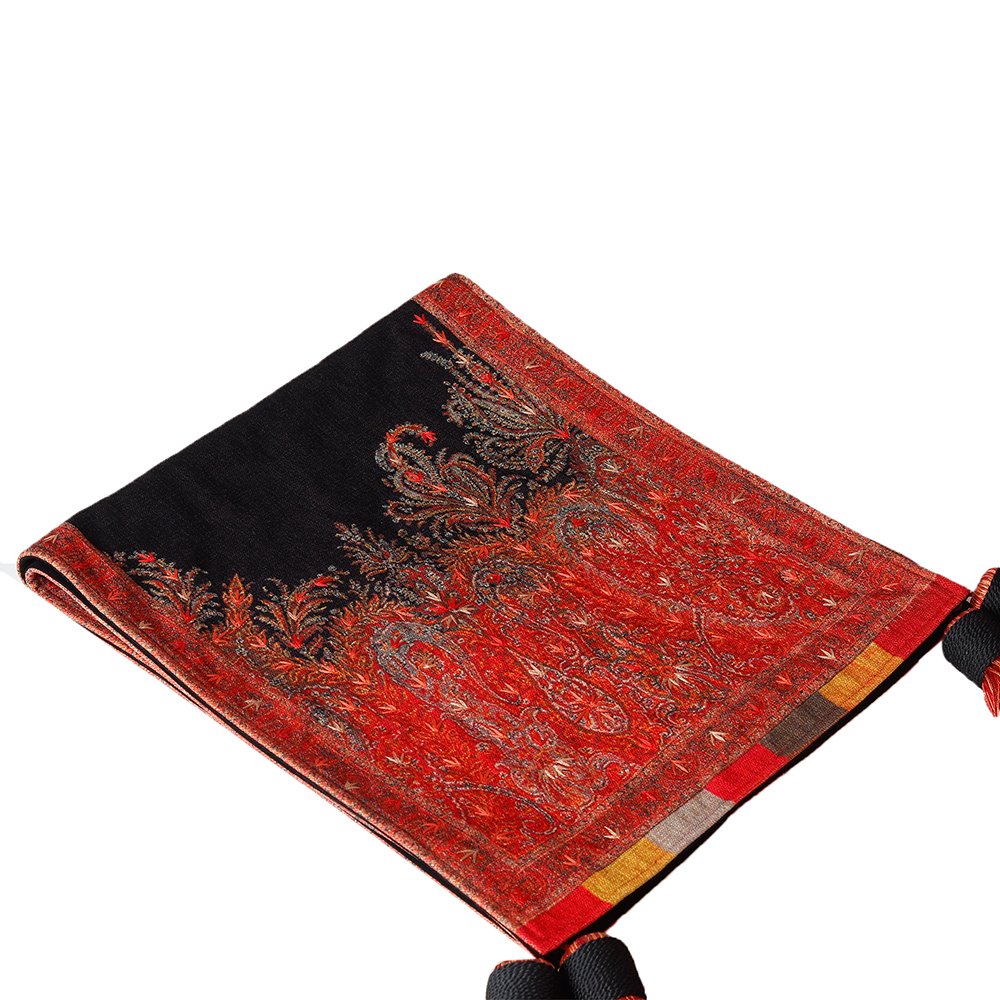 Jamawar Floral Runner - Black in Shanil 15″ x 72″