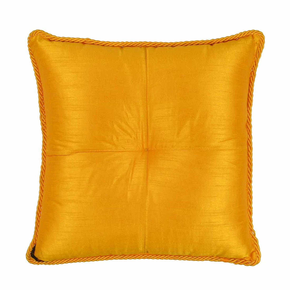 Tika-Resham Cushion - Yellow in Silk Blend 18&