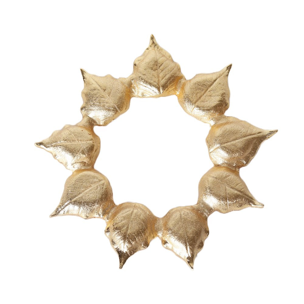 Round Diya Plate - Gold in Metal