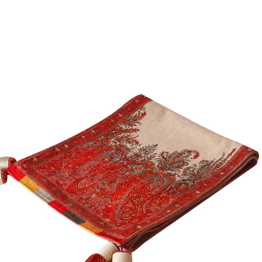 Jamawar Floral Runner - Beige in Shanil 15″ x 72″