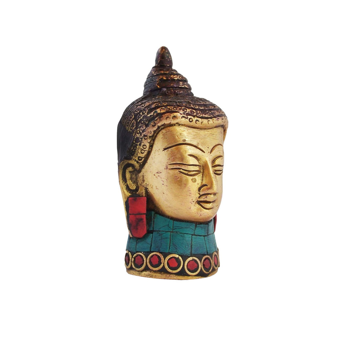 Buddha Head - Mosaic Details in Brass