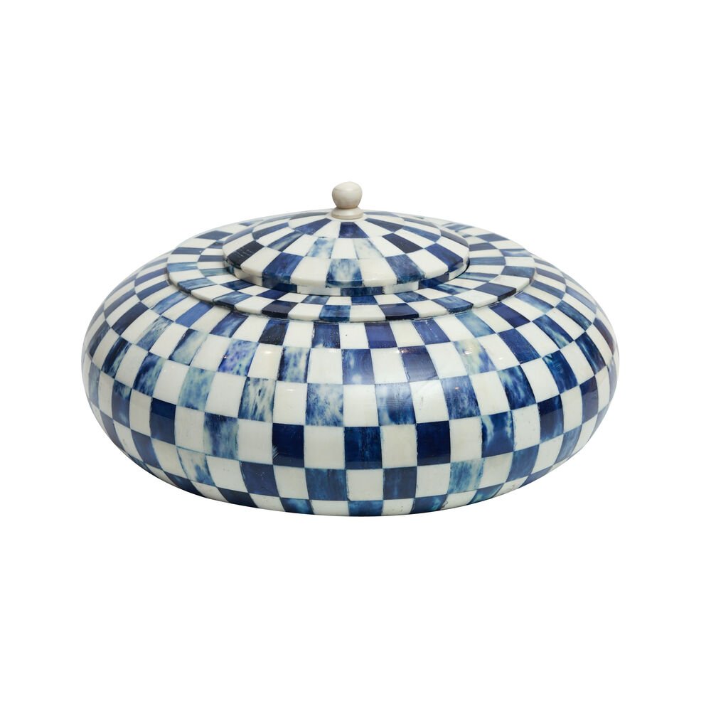 Chequered Box - Blue in Inlay and Wood