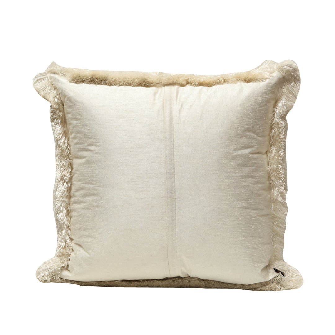 Fringe Cushion Cover - White in Silk Blend 18&