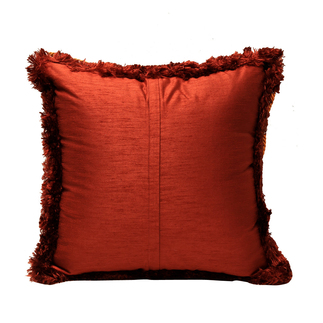 Fringe Cushion Cover - Orange in Silk Blend 18&