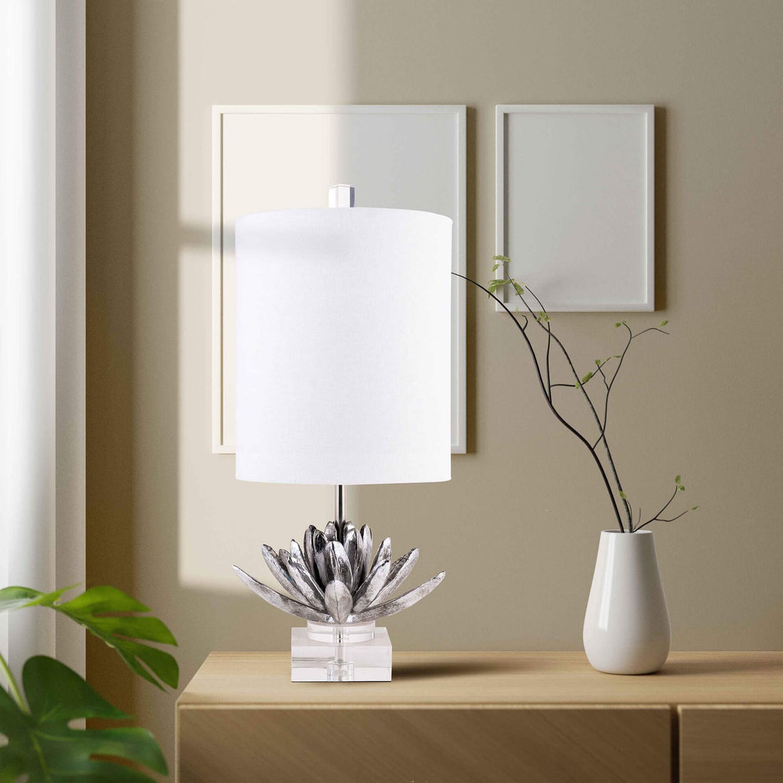 Lotus Lamp - Silver in Resin