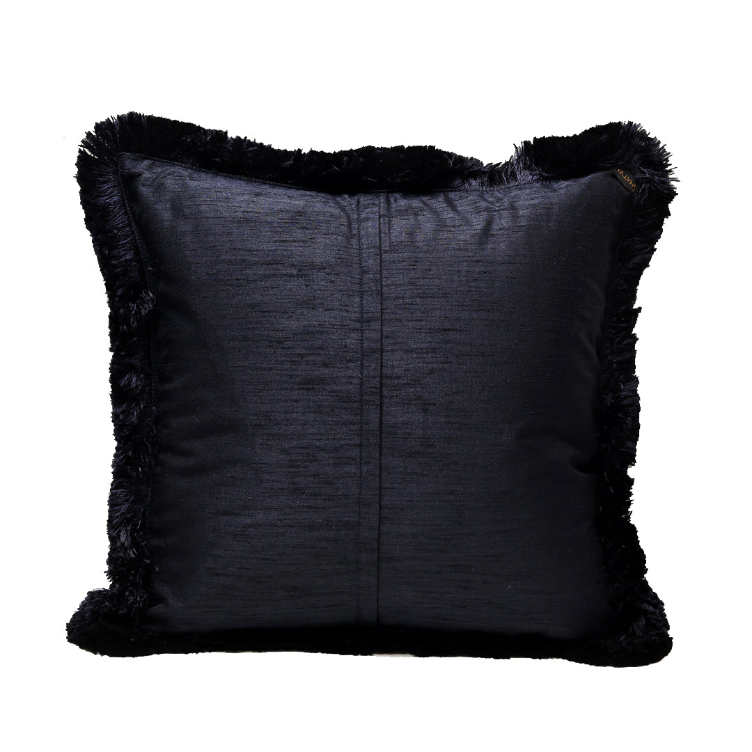 Fringe Cushion Cover - Dark Blue in Silk Blend 18&