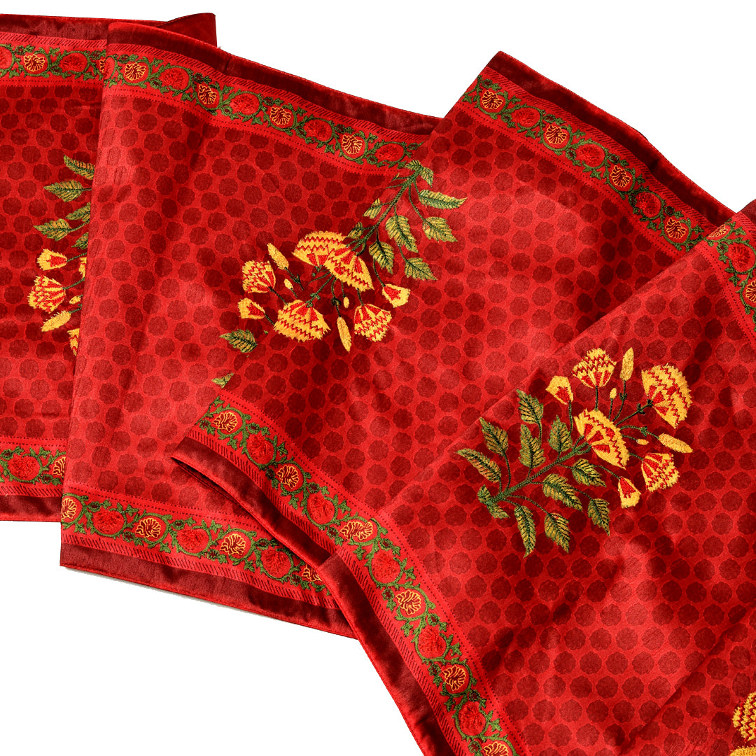 Mughal Runner - Red in Silk 72&