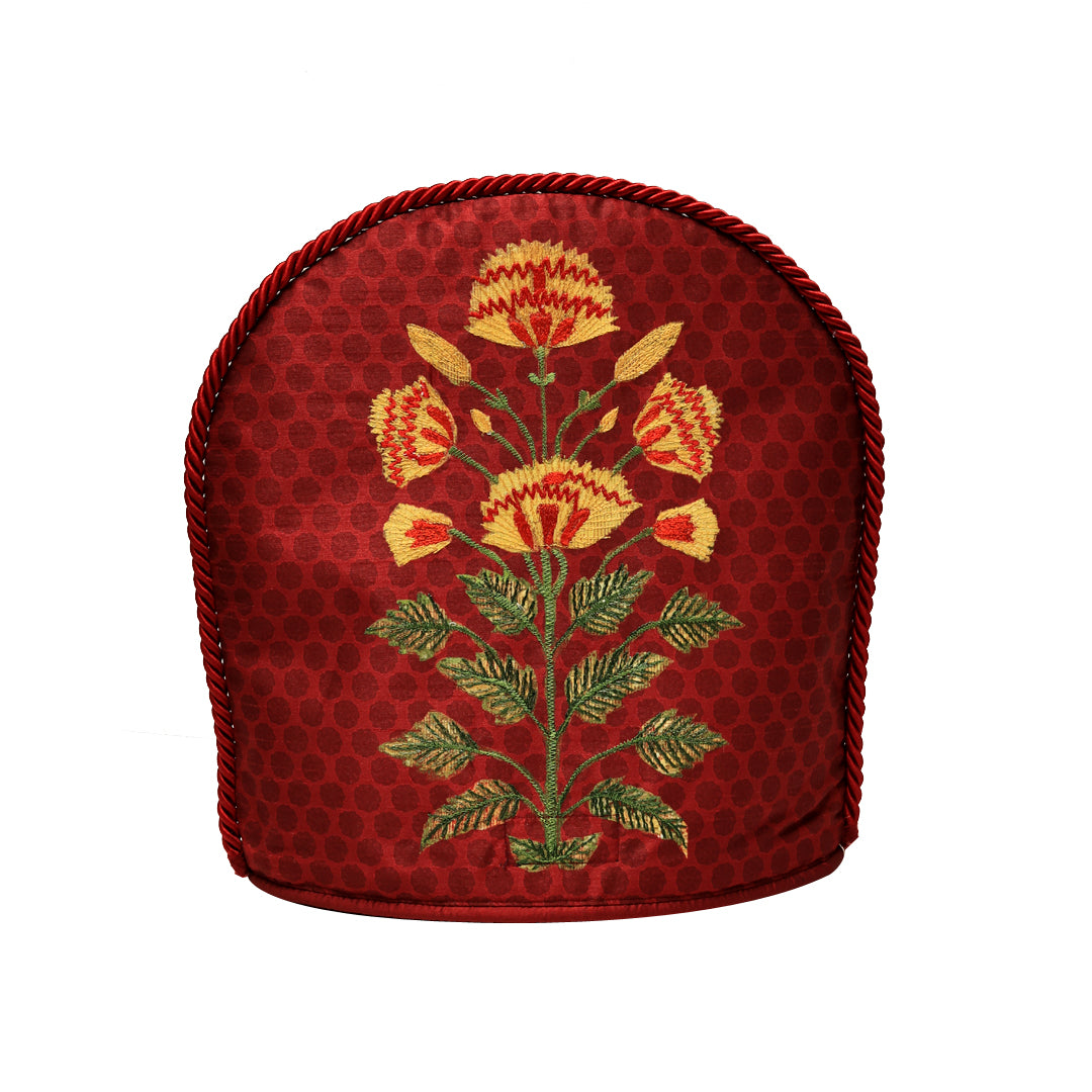 Mughal Tea Cozy Set - Red in Silk