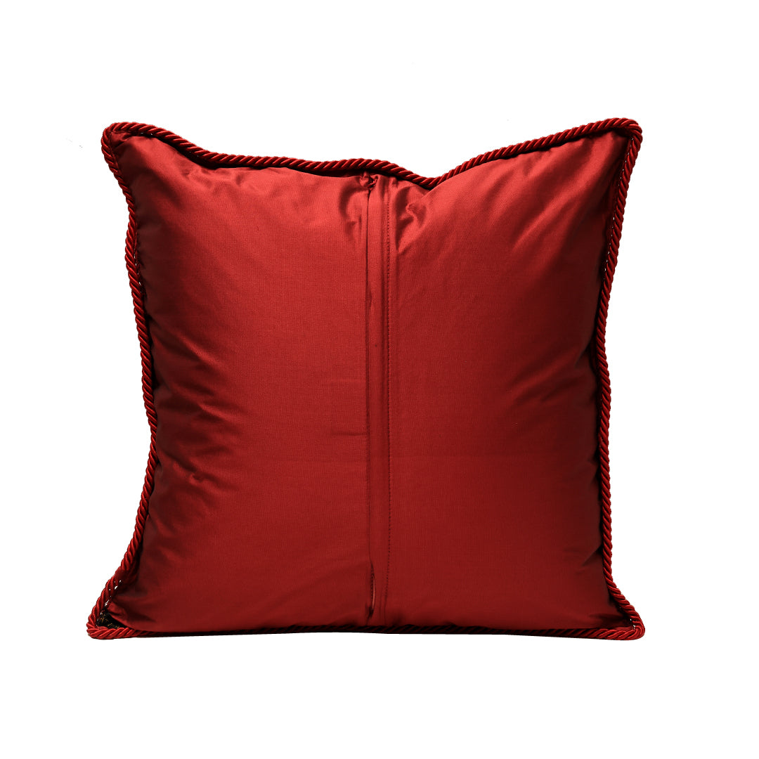 Mughal Cushion Cover - Red in Silk Blend 18&