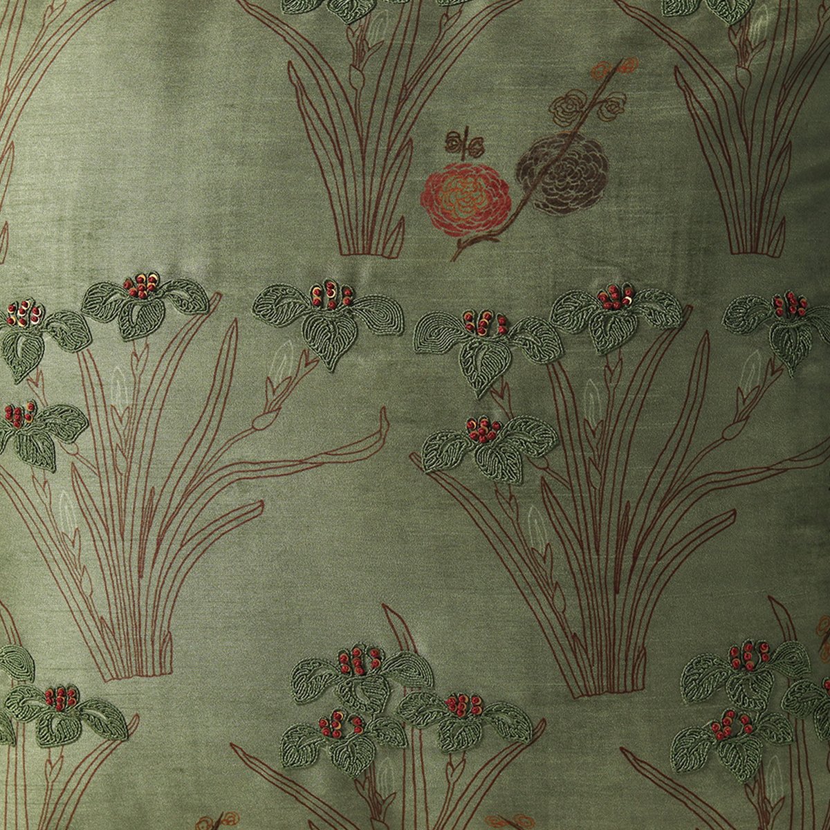 Vanya Dori Cushion Cover - Green in Silk Blend 18&