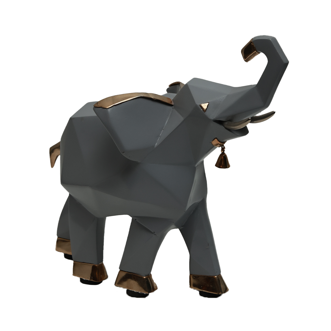 Elephant Decorative - Grey with Gold Accents in Resin