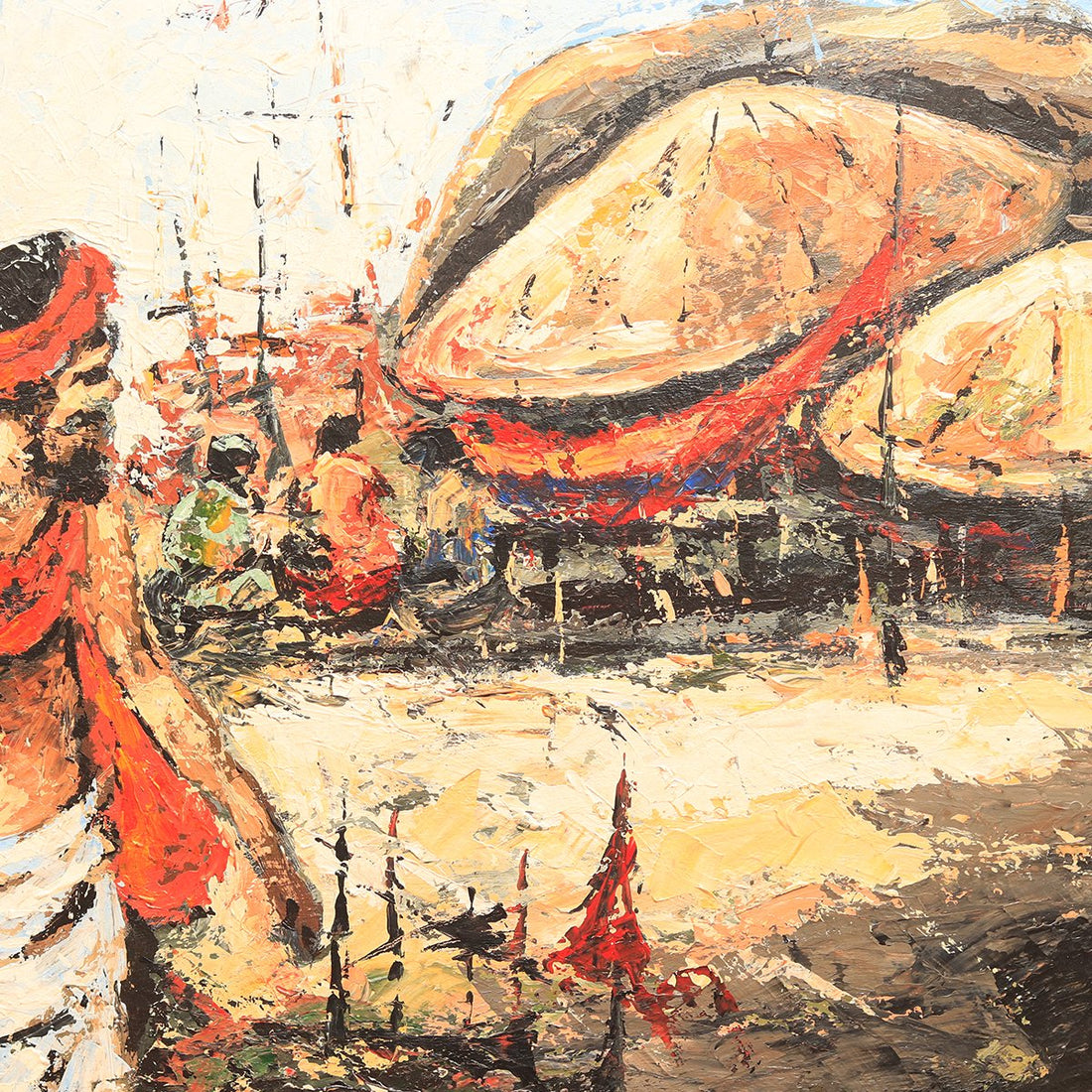 Varanasi Ghat Painting By Kaushik Ghosh - Acrylic on canvas