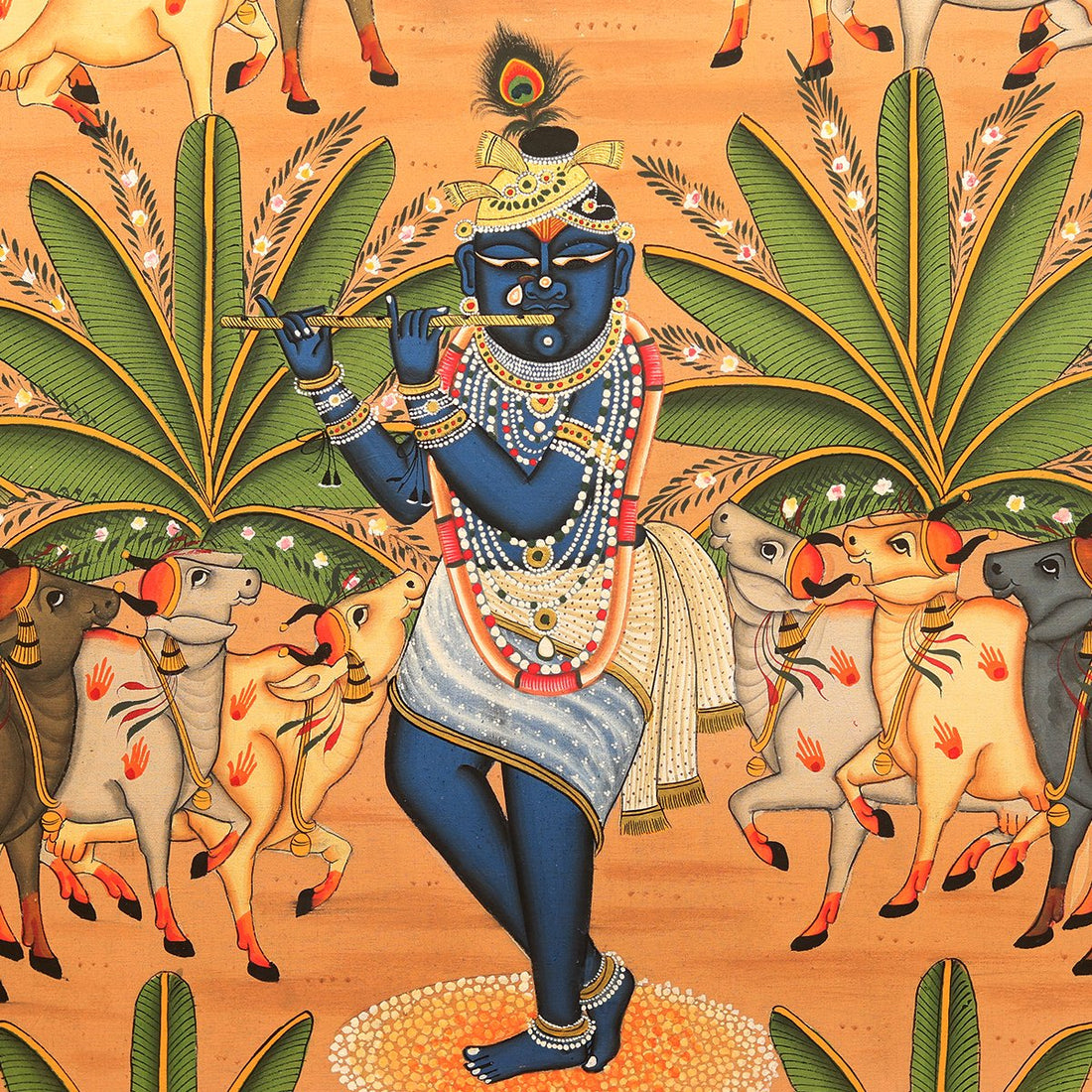 Srinath ji Pichwai Painting - Oil Color and Silk Fabric