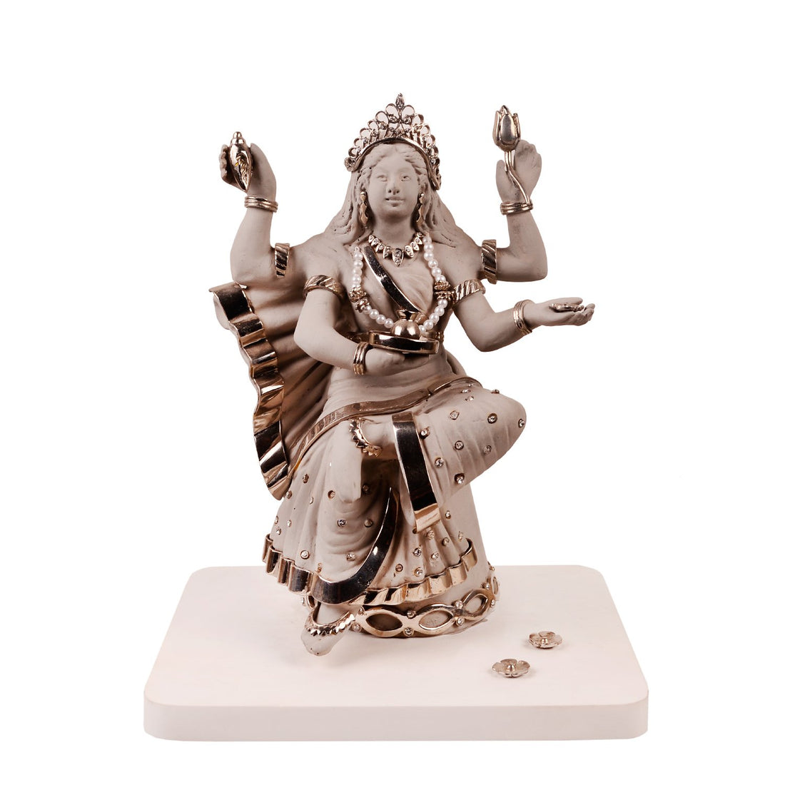 Durga Idol - Grey in Resin and Gold Plated