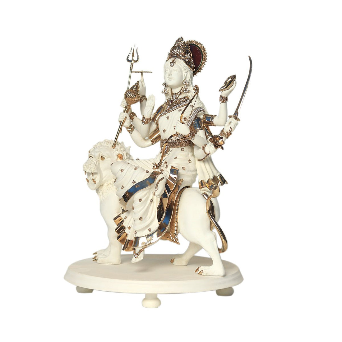 Sheravali Mata Idol - Large in Resin and Gold Plated