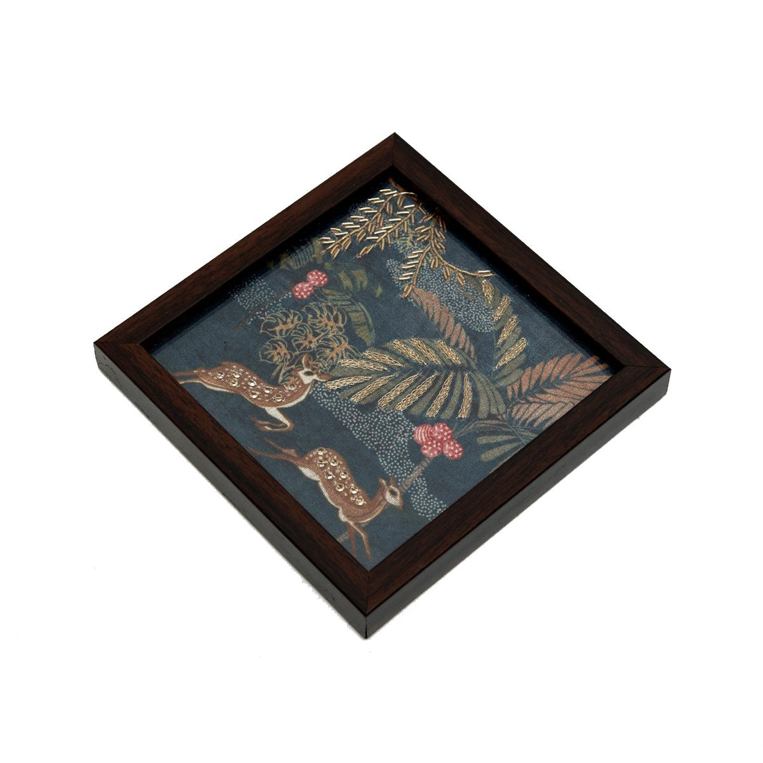 Odyssey Vanya Deer Coaster - Blue in Wood and Glass