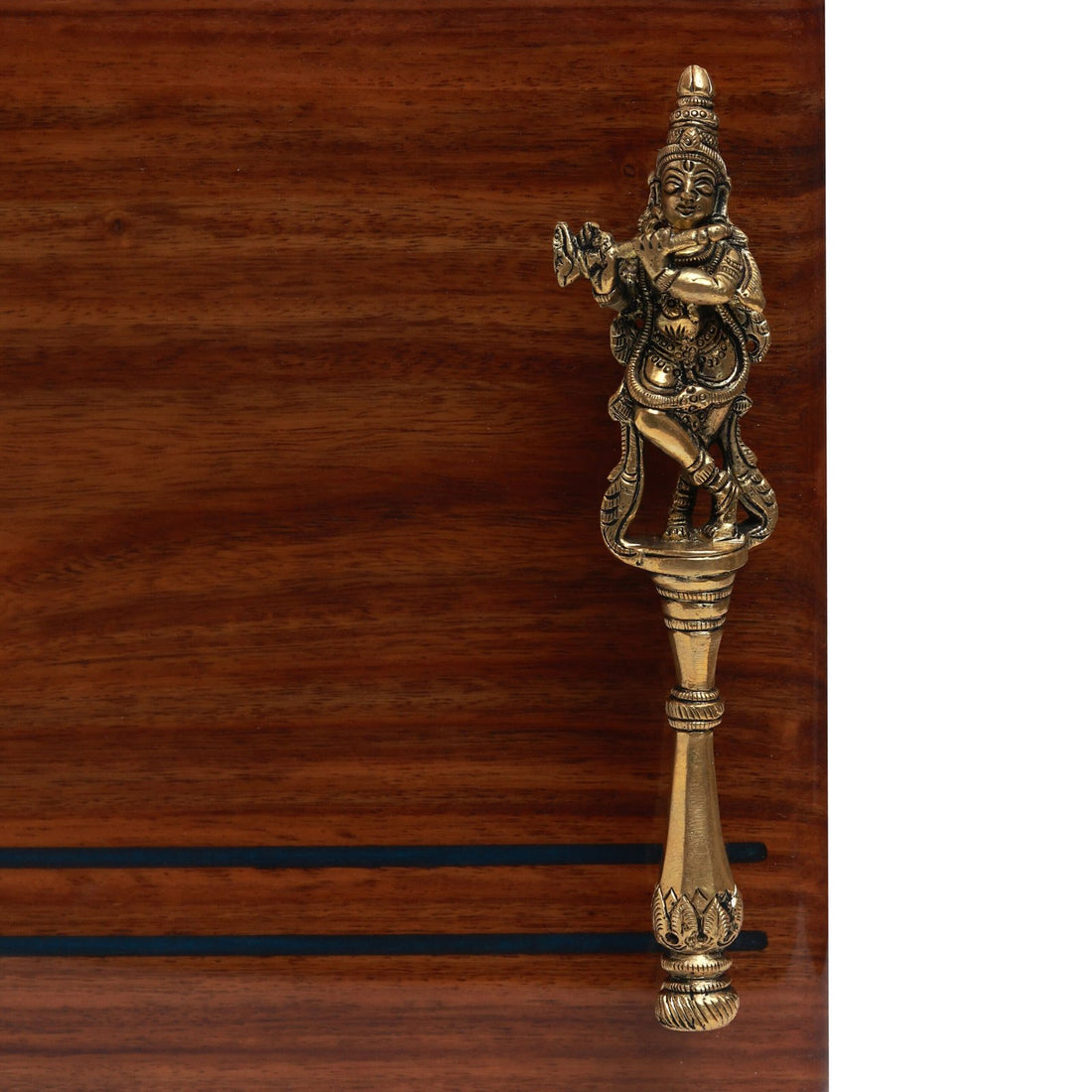 Krishna wooden Tray - Brass and Wood
