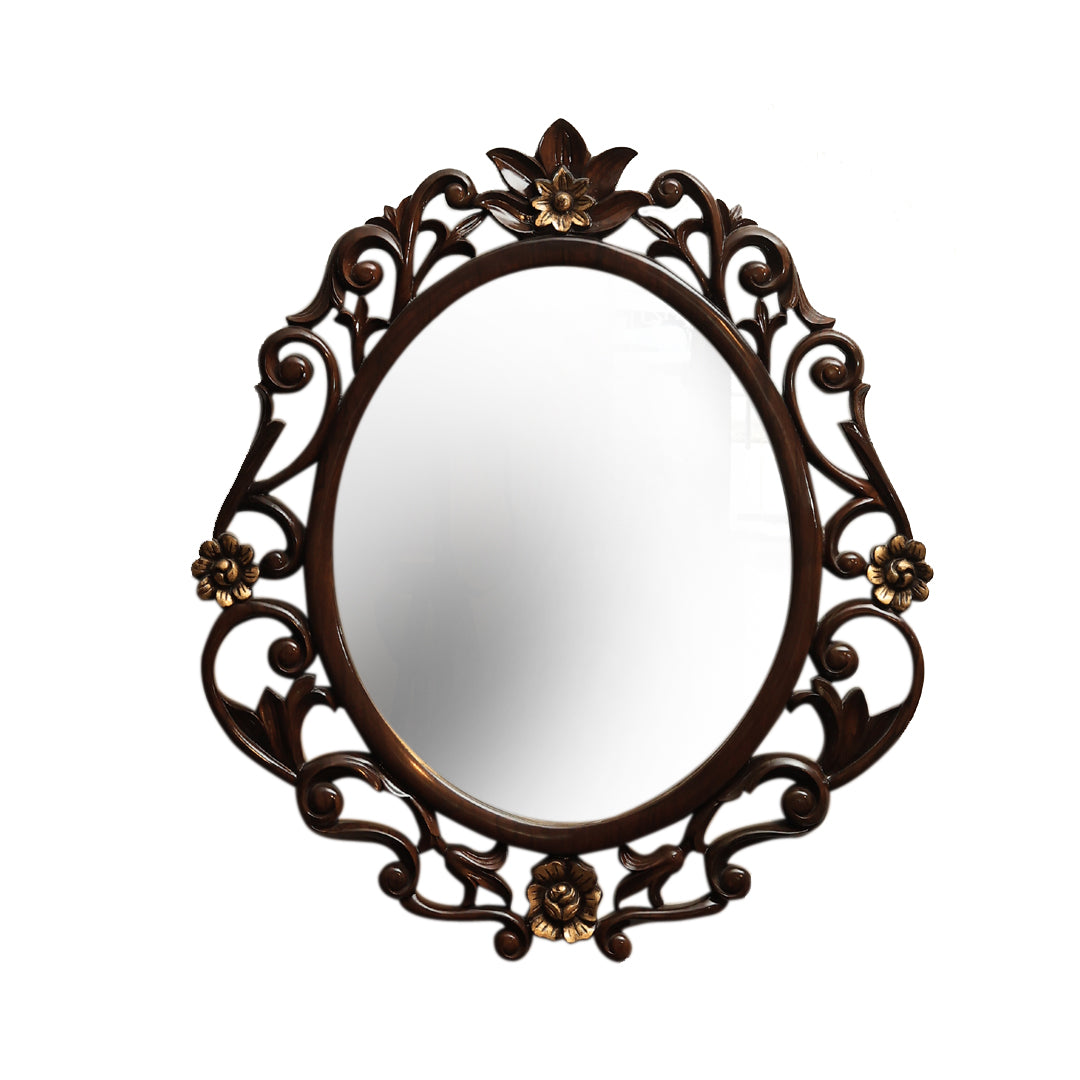 Aurelia Oval Mirror - Teak Wood