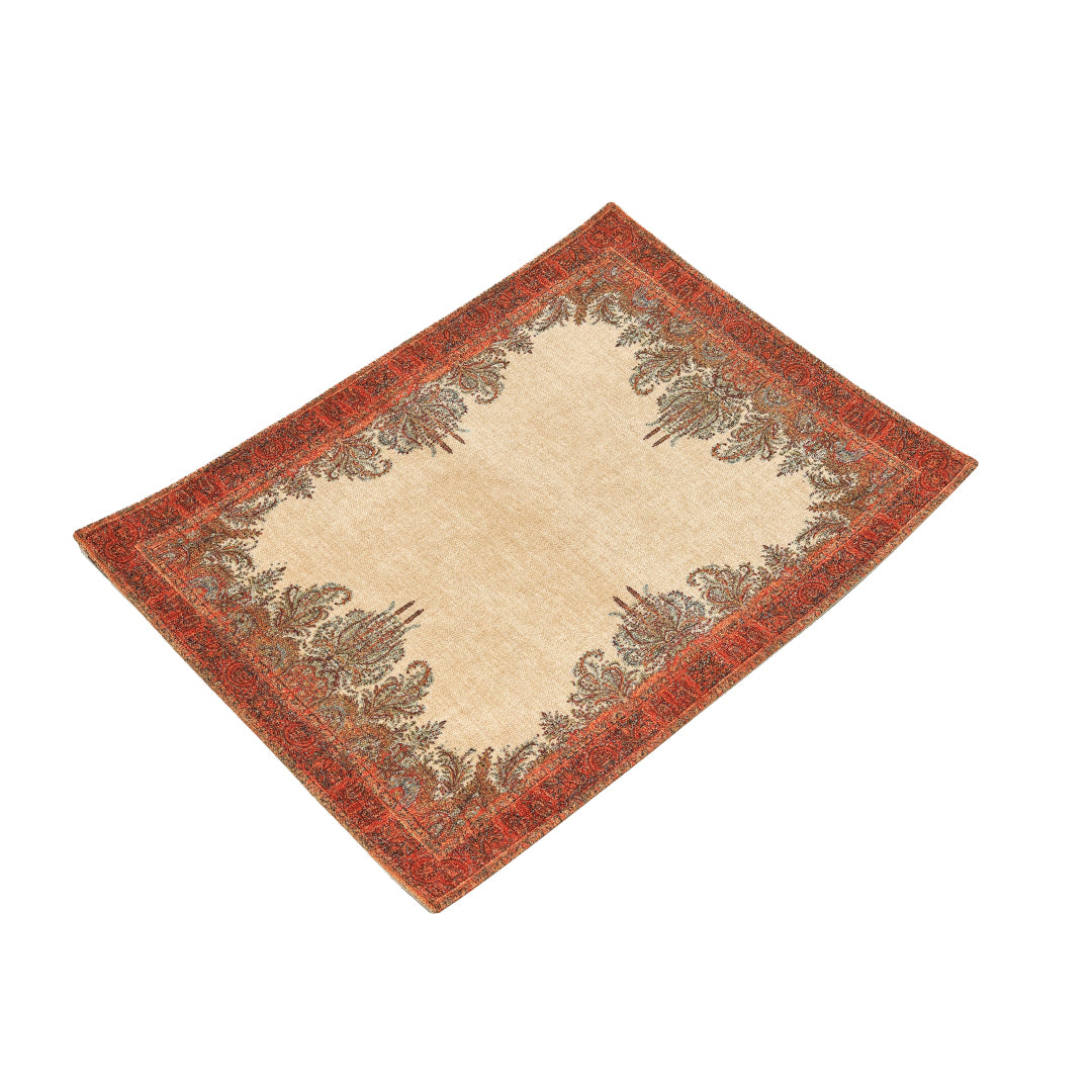 Jamawar Tea Cosy Set - Red and Beige in Shanil