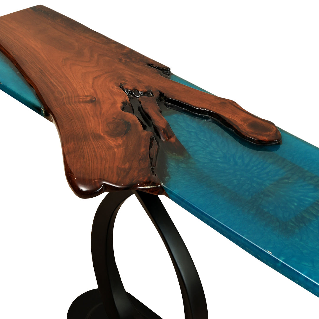Eternal River Console- Teak Wood and Resin