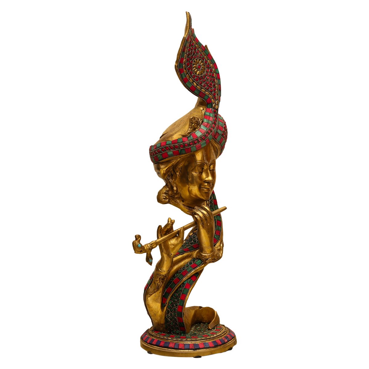 Bansuri Krishna - Colored in Brass