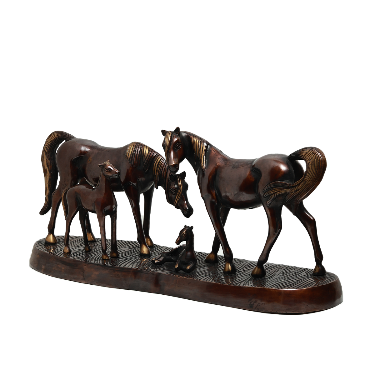 Horse Family - Sculpture in Brass