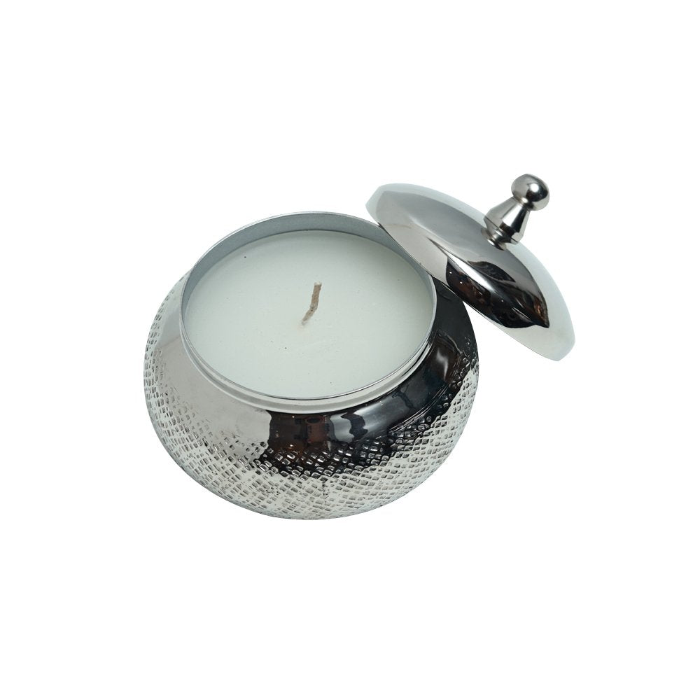 Embossed Silver Candle Jar