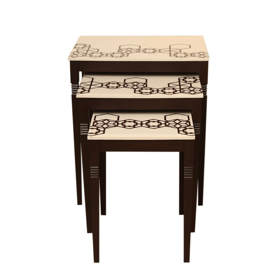 Beehive Nest of Table - Teak Wood and Marble