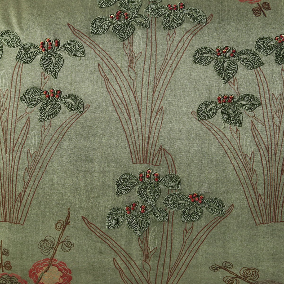 Vanya Dori Cushion Cover - Green in Silk Blend 14&