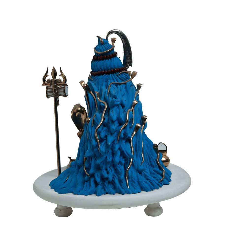 Neelakantha Shiv Idol - Large Blue in Resin and Gold Plated