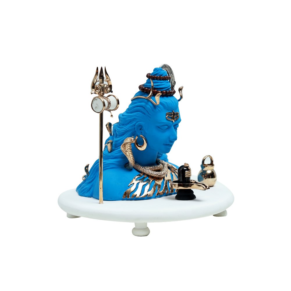 Neelakantha Shiv Idol - Small Blue in Resin and Gold Plated