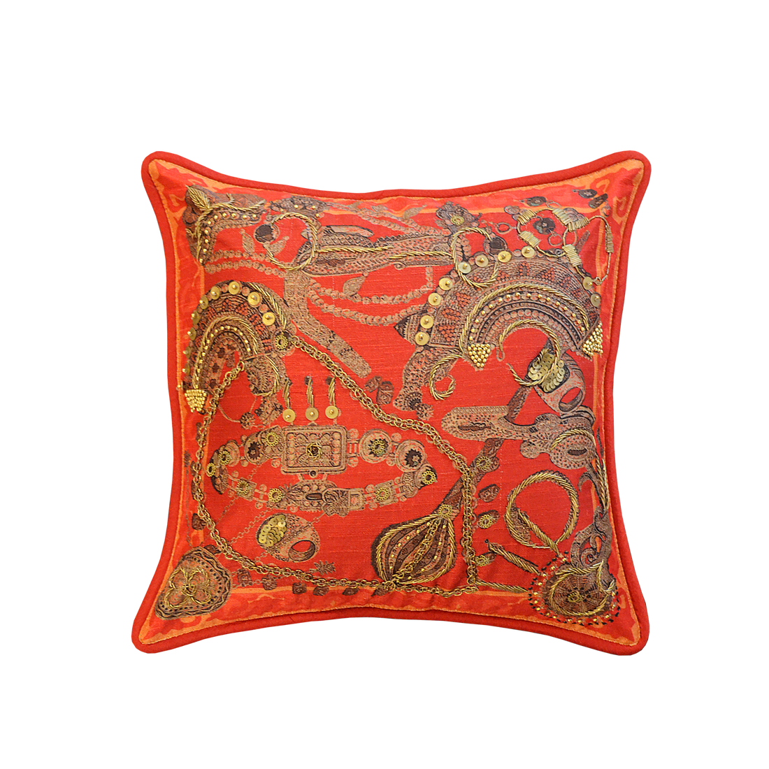 Apsara Cushion Cover – Red in Silk Blend 12&
