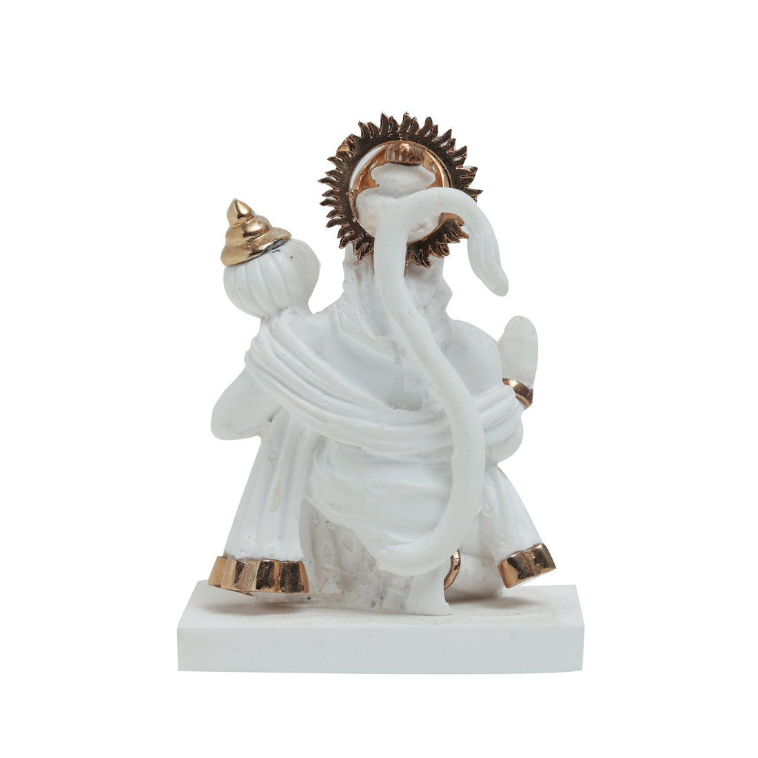 Hanuman Idol - Medium White In Resin and Gold Plated